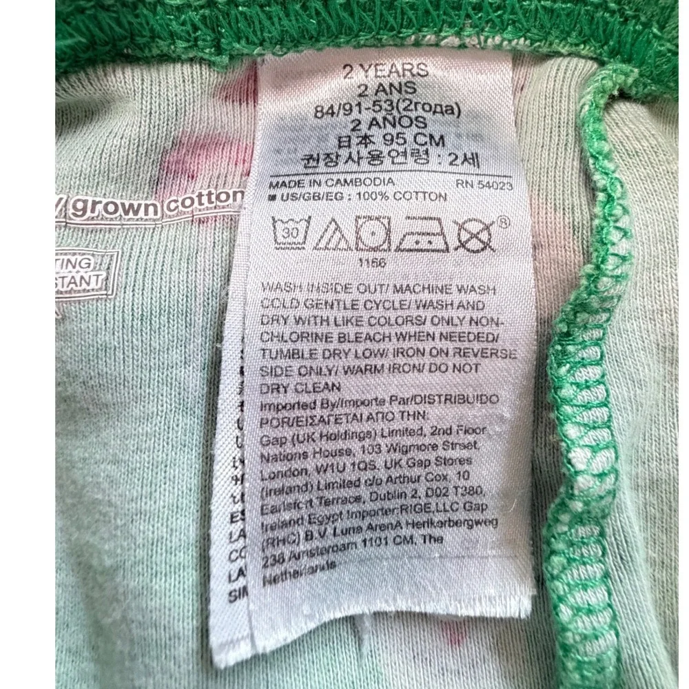 Baby GAP Green Organic Cotton Christmas Lollipop Pajama Set 2T Reindeer Snowman